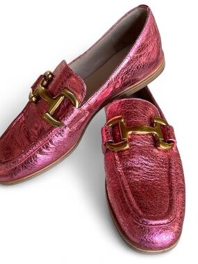 Boden Iris Snaffle loafers in Metallic Pink Leather